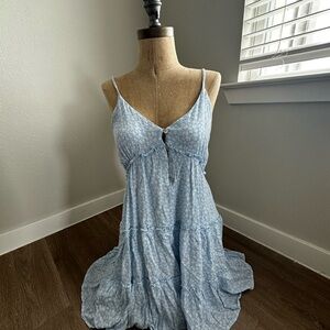 Altar'd State Light Blue Floral Tiered Dress